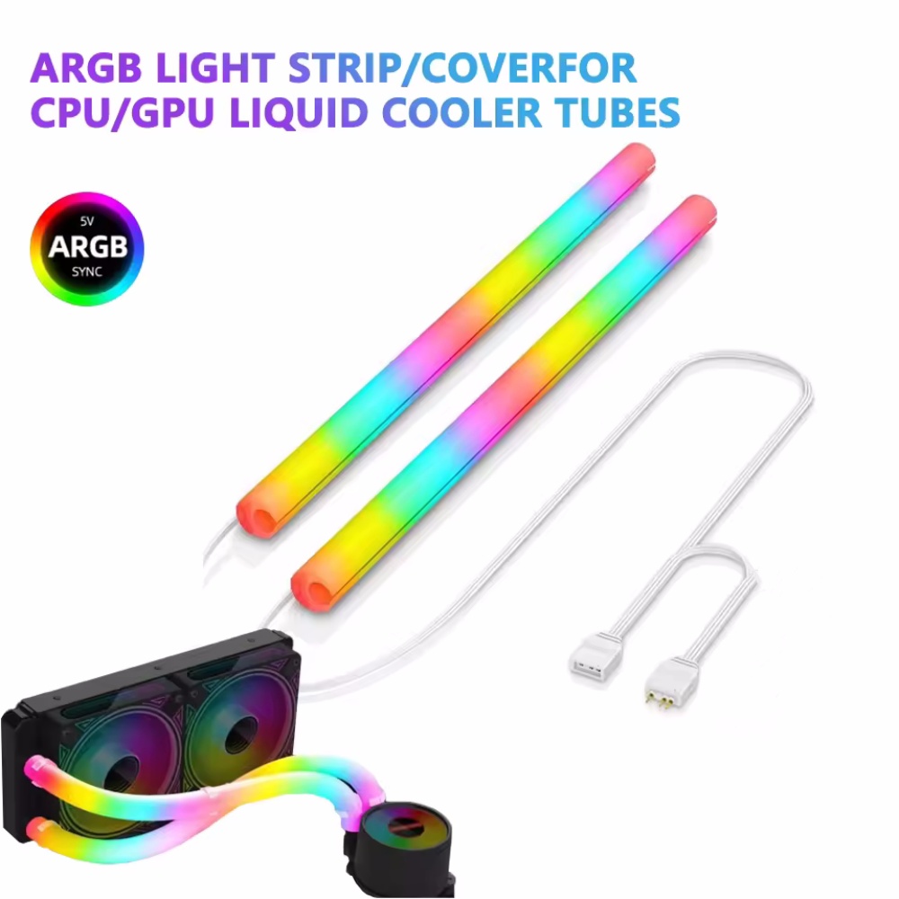 Aio Liquid Cooler - フレキシブル5V ARGB LEDネオンチューブライトストリップカバースリーブ、シャーシAIO 120 240 360